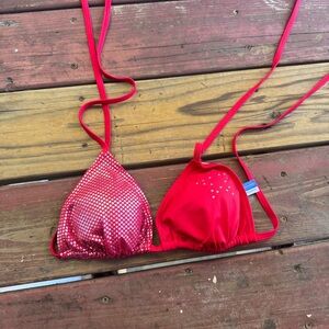 Vintage Sideout Red Rhinestone Star Y2K Bikini Top